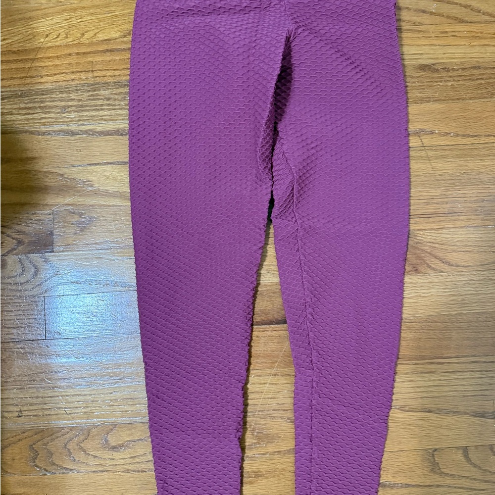 Womens Booty by Brabants Purple Textured Workout Leggings